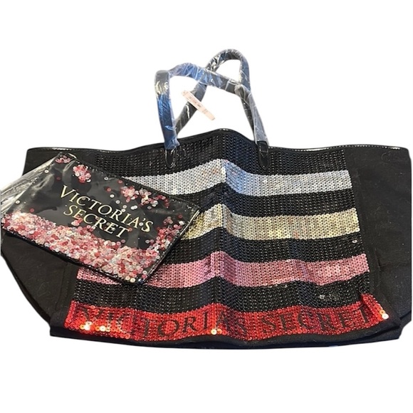 Victoria's Secret Black and Red Glamorous Tote and Cosmetic Bag - Picture 8 of 10